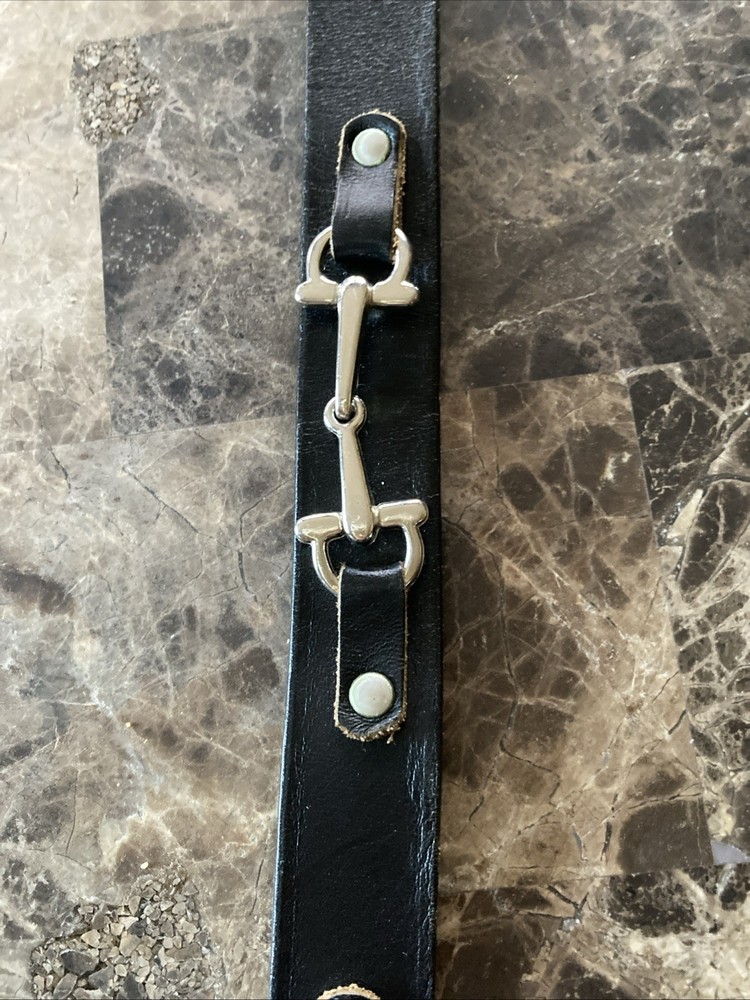 Leather 1" Snaffle Bit Belt with Nickel Snaffle Bits & Buckle 28”
