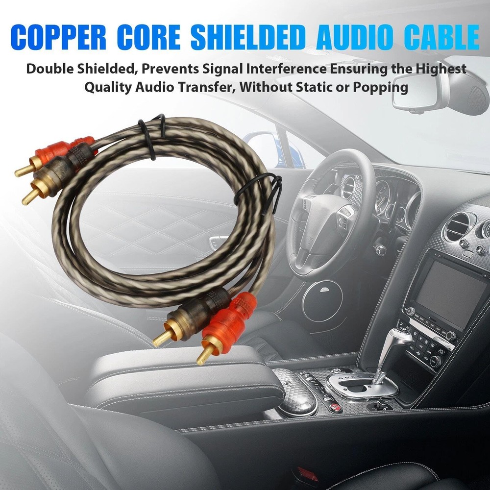 Durable 2PCS RCA Cables 2 Channel Twisted 4Ft Shielded Interconnect New Wire