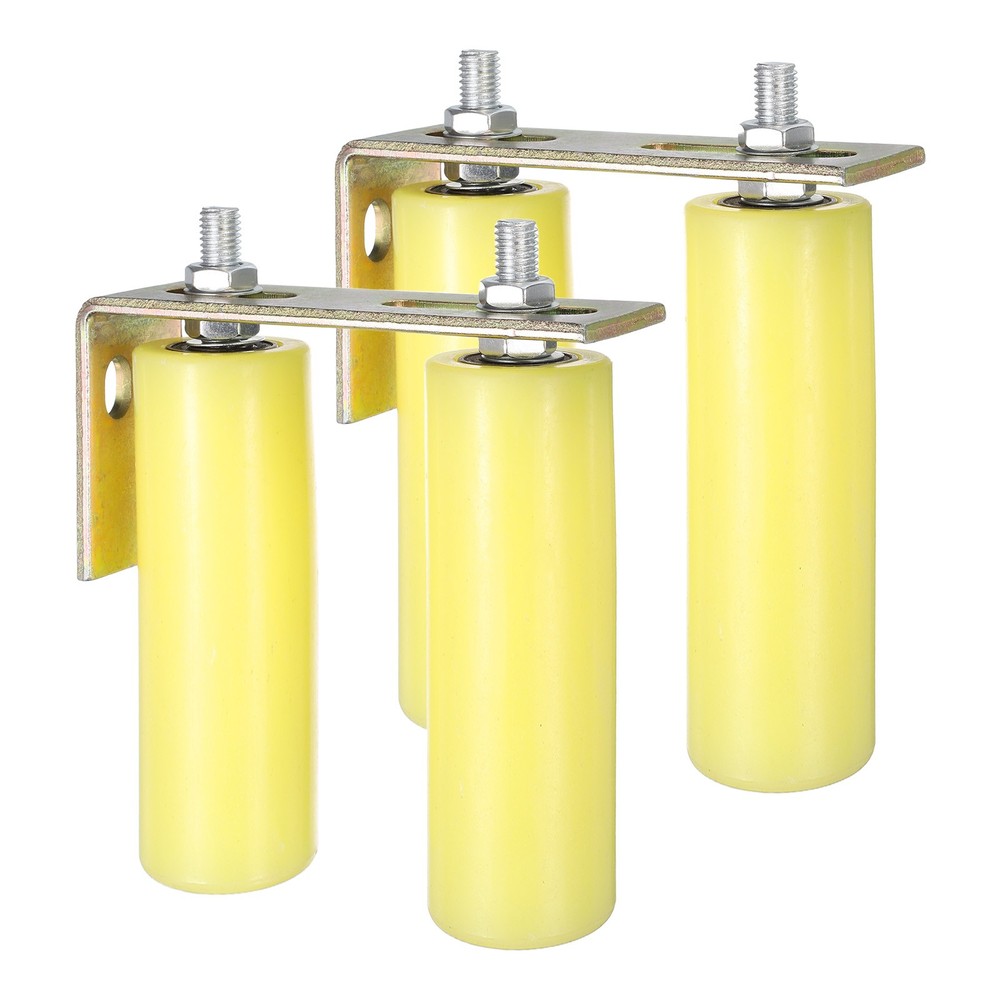 2Set Slide Gate Guide Roller, 6" Nylon Gate Support Rollers with Bracket, Yellow