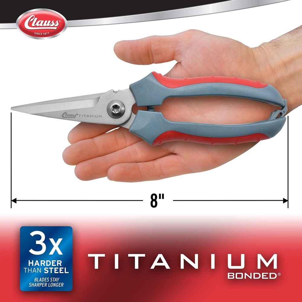 Heavy Duty 8 Inch Grey Scissors with Comfortable Grip and Wire Cutter Function