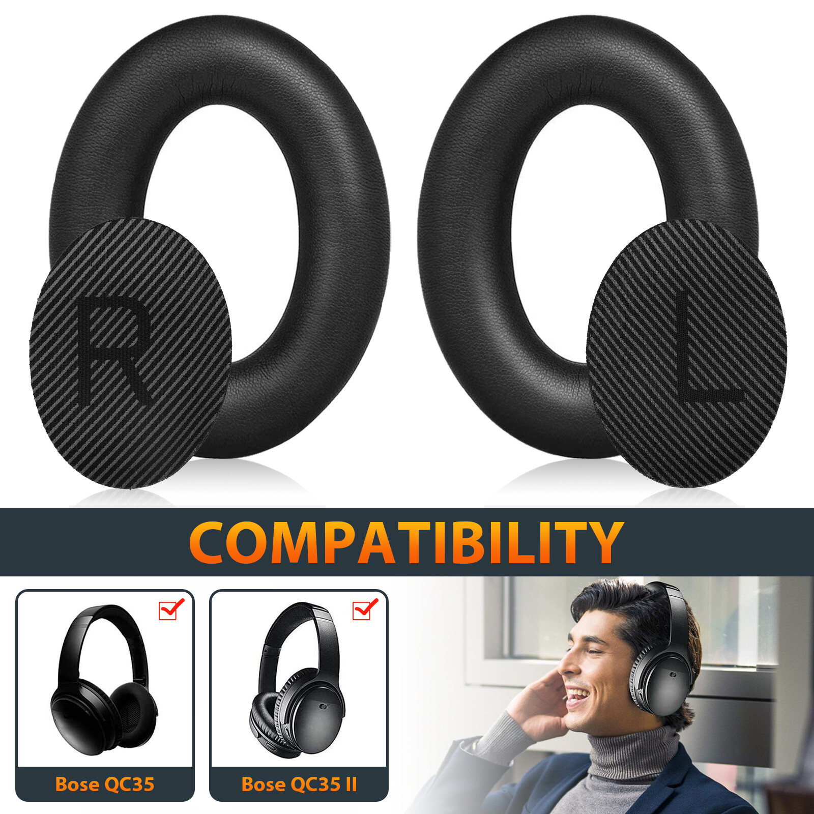 Ear Pads for Bose QuietComfort QC35/QC35 II Headphones Replacement Soft Cushion