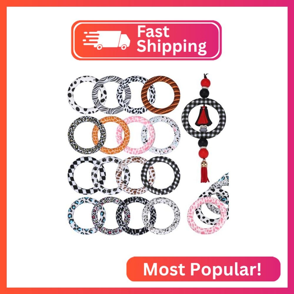 WEWAYSMILE 16 Piece Silicone Beadable Ring 65mm Round Silicone Beads Ring Bulk F