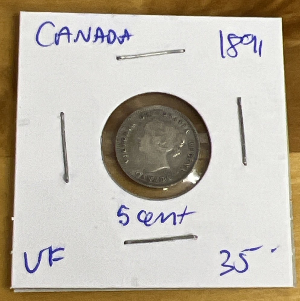 1891 Canada 5 Cents Silver Foreign Coin
