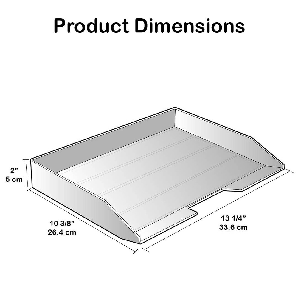 Stackable Letter Tray Single Side Load, Plastic, Desktop File Organizer (Blac...