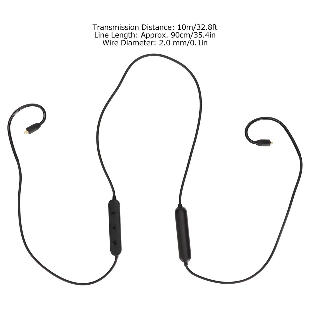 MMCX Bluetooth Adapter Cable with Low Latency Codec, Bass and 90cm, Black