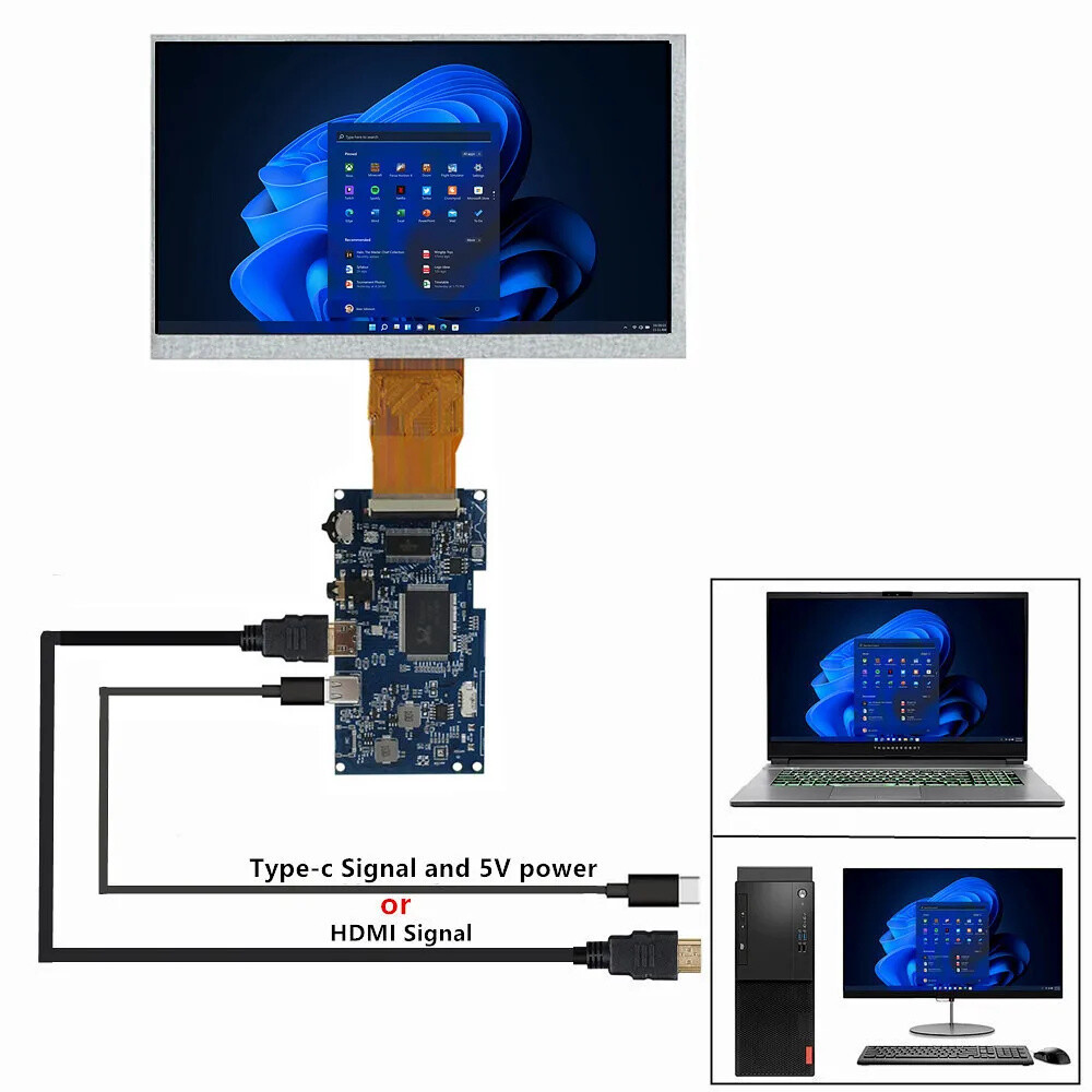 6.5 Inch AT065TN14 LCD Display Screen DIY Type-c Mini HDMI Driver Control Board