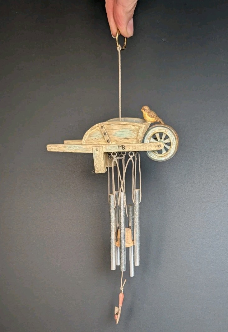 Marjolein Bastin Sketchbook Birds in a Flower Basket Wind Chimes Resin & Metal