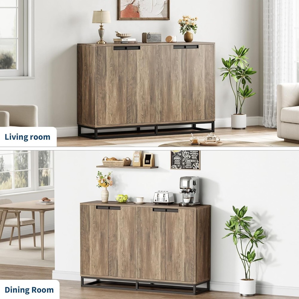 Multi-Function Storage Cabinet, 4 Doors & Adjustable Shelves, All-in-1 Storage