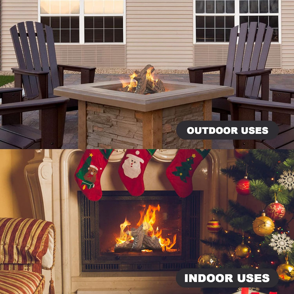 4Pcs Fireplace Ceramic Wood Logs Gas Heat Resistant Realistic Artificial Stackab