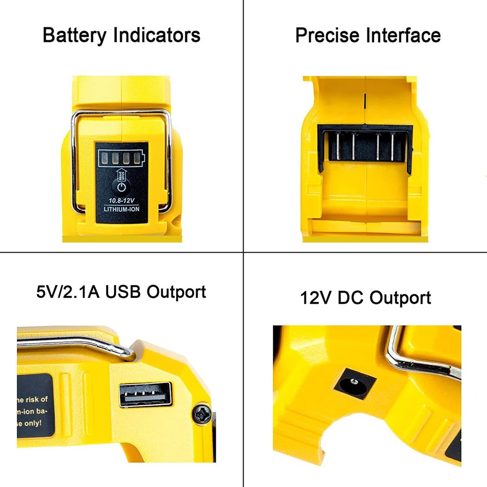 Flashlight LED Work Light for Dewalt 10.8V-12V Rechargeable Rotatable Torch L...