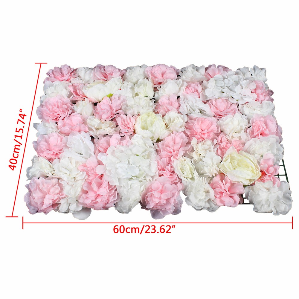 6pcs Artificial Flowers Wall Panel Rose Hydrangea Wedding Party Backdrop Decor