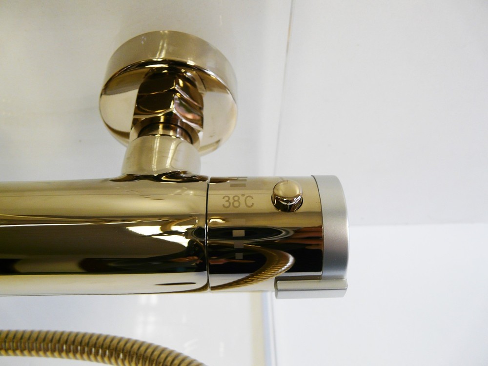Chute Rain Shower Solid Brass, Shower System, Shower Head, Thermostat, New, Java