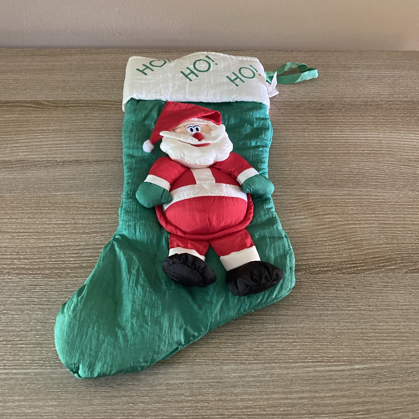 3D 1980s Ho Ho Ho Santa stocking parachute puff