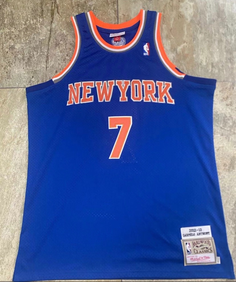 New York Knicks Carmelo Anthony retro vintage blue basketball jersey