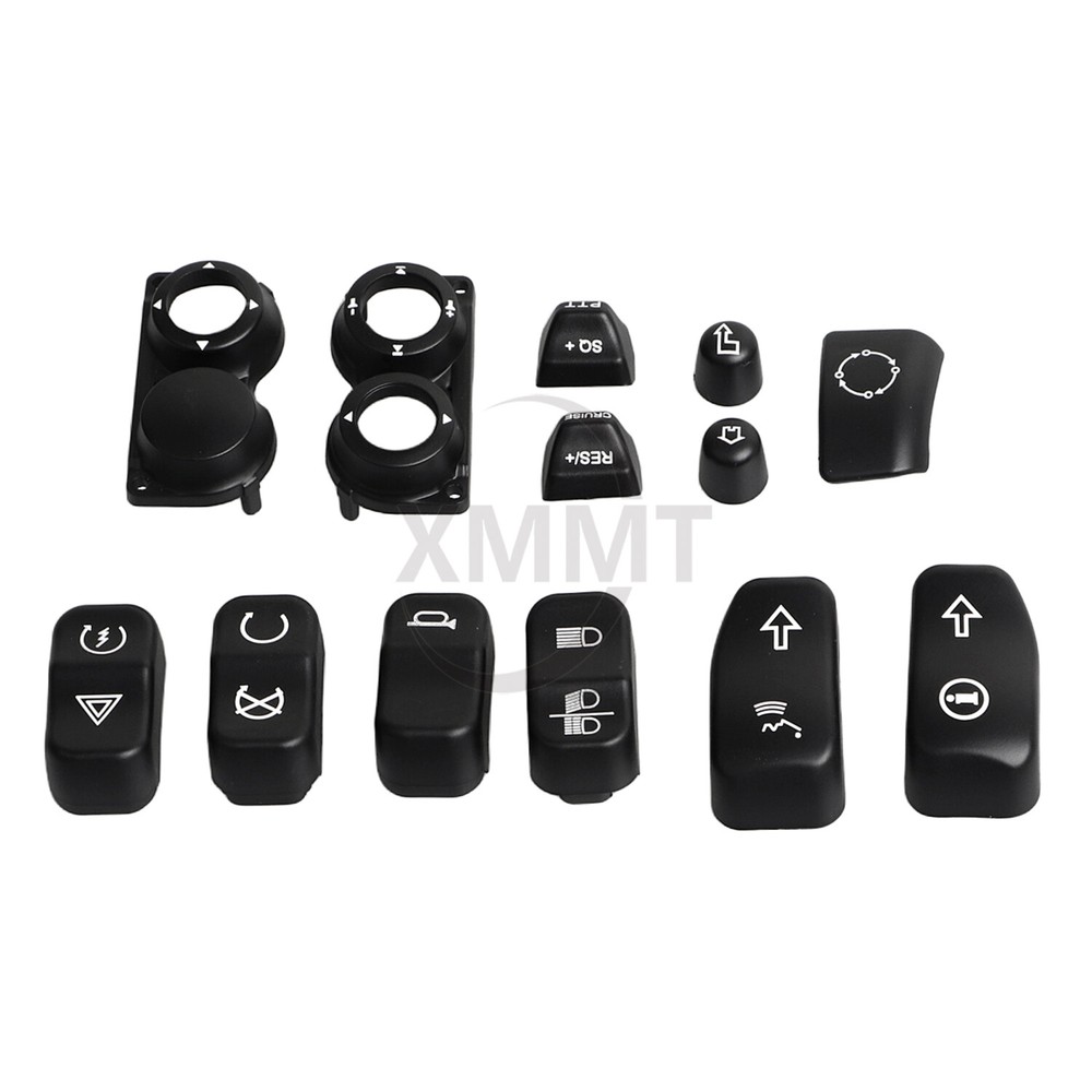 13Pcs Black Hand Control Switch Buttons Caps For Harley Electra Glide Road King