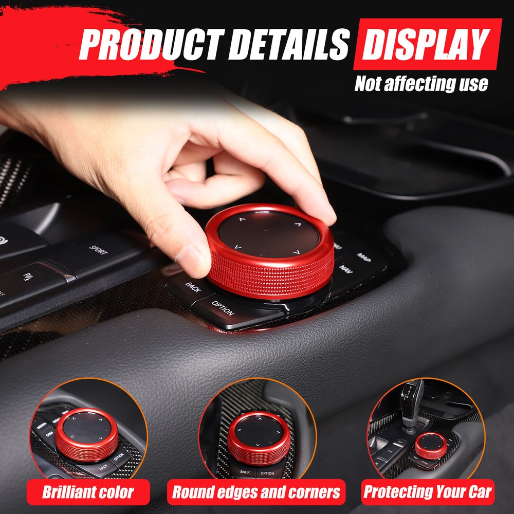 Red Knob Cover Ring Button Multimedia Controller For BMW 5 7 Series X3 X4