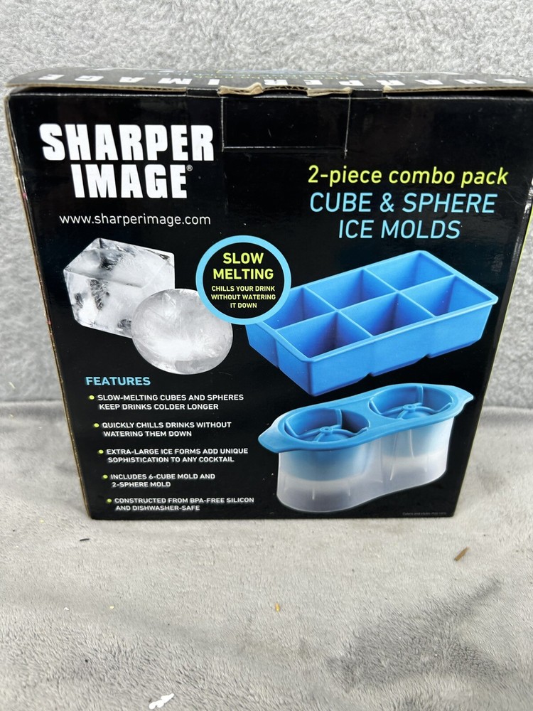 Sharper Image Ice Molds Cube and Sphere/2-Piece Ice Cube Mold Combo Pack