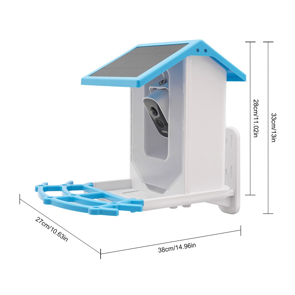 Solar Powered Bird Feeder Smart Bird Feeder Bird Feeding Unit with Camera Blue