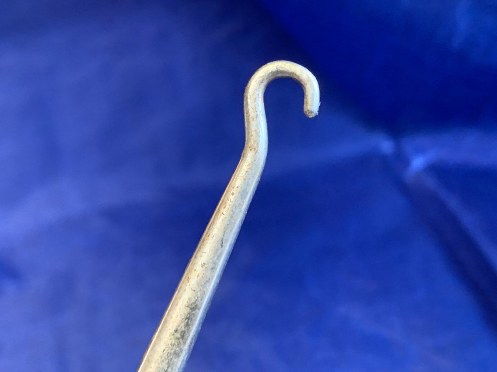 Antique Sterling Silver Handled Button Hook Lace Puller Floral Repousse Design