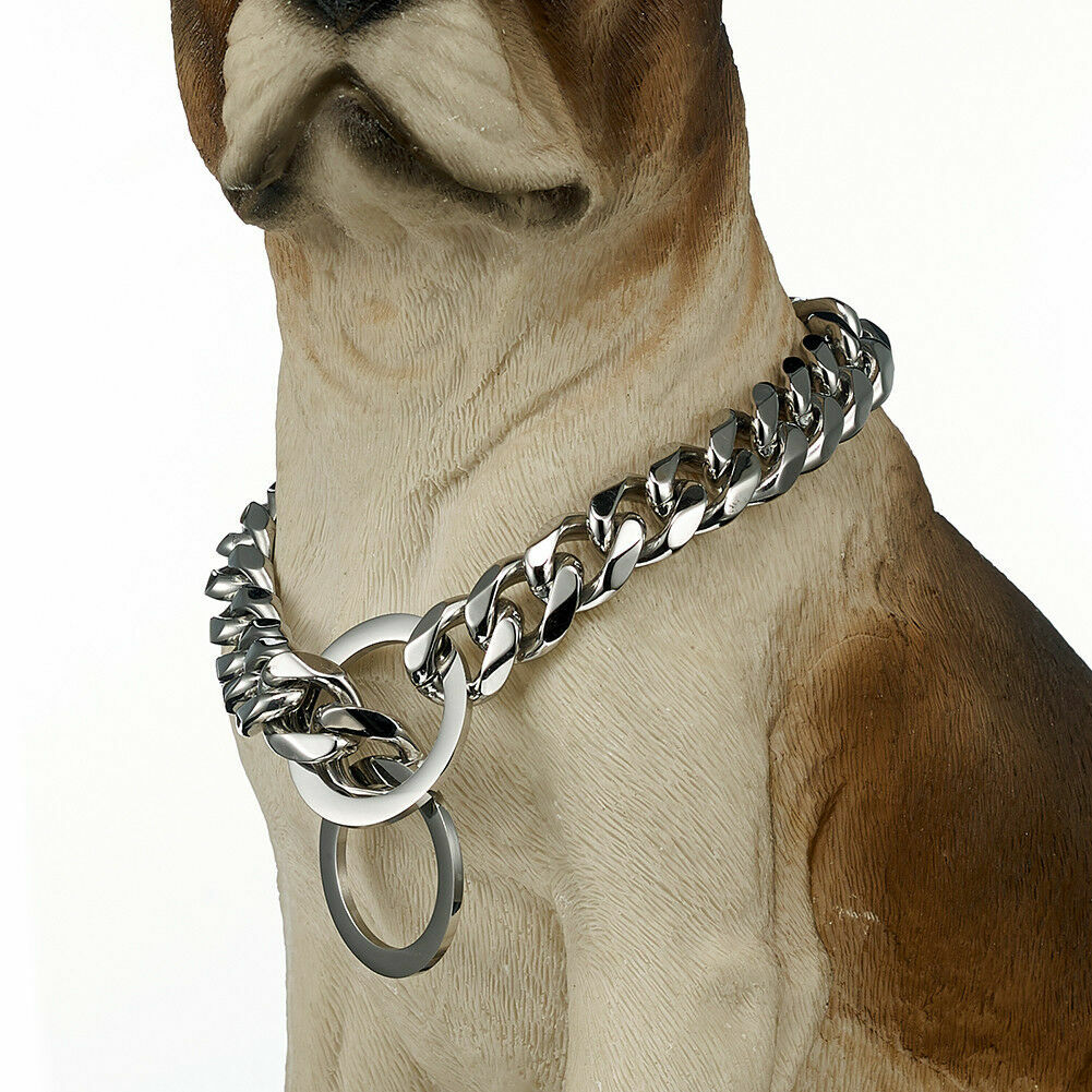 Dog Chain Collar Stainless Steel Cuban Link 10-19MM Multi-Color for S/M/L Dogs