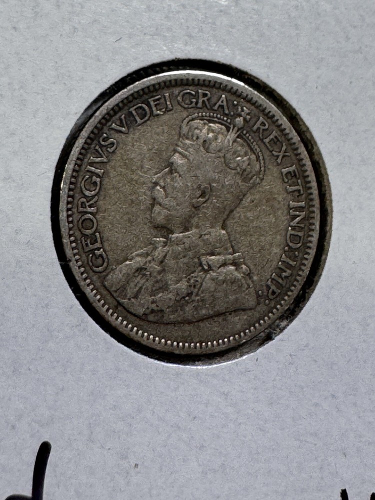 1914 Canada 10 Cents Silver Coin Cleaned
