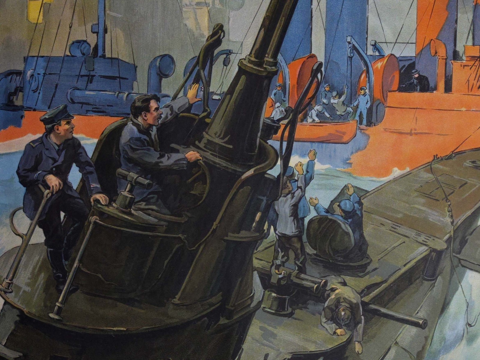 Vintage 1918 THEY KEPT THE SEA LANES OPEN American 39x29 WWI Poster FREE SHIP