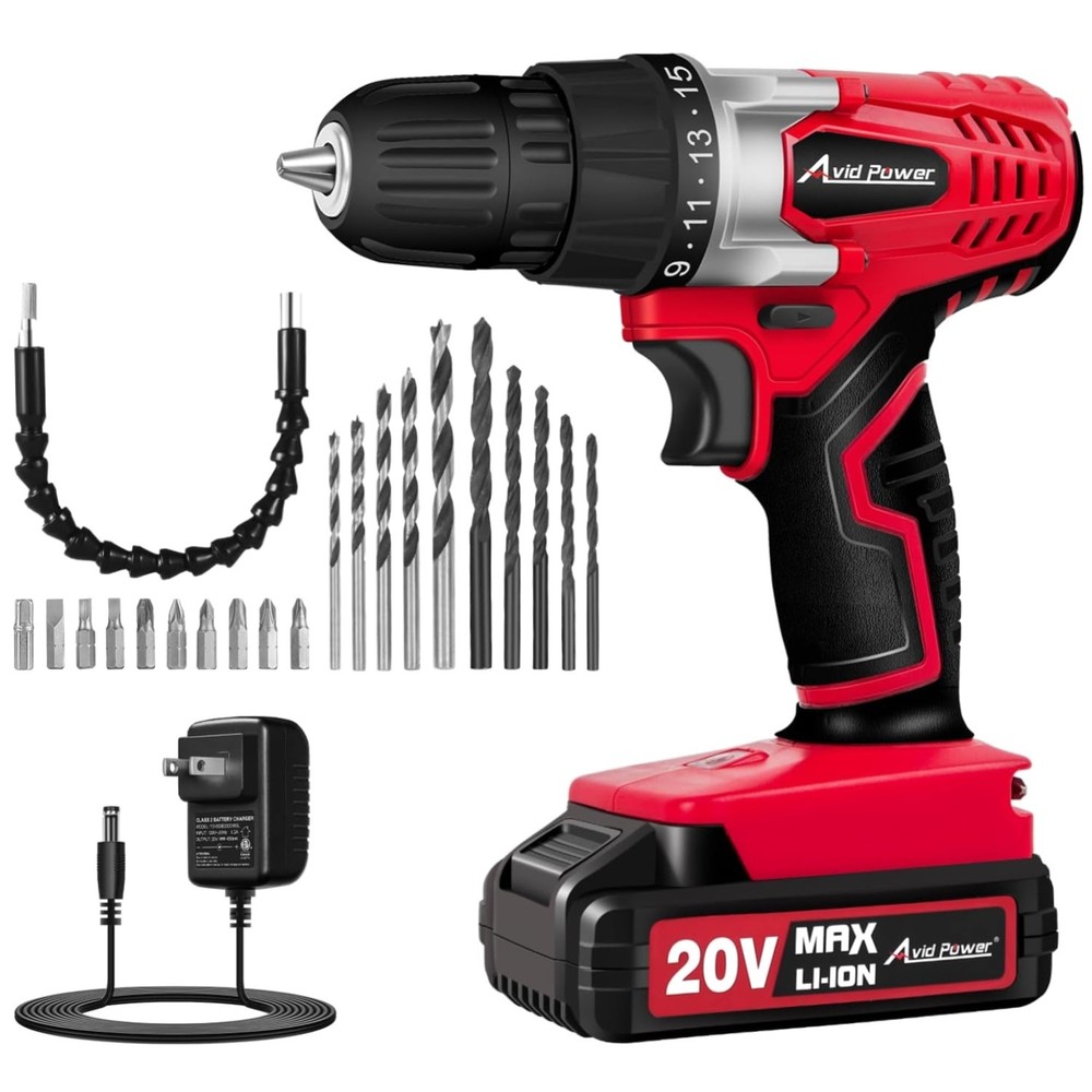 Avid Power 20V Cordless Drill Set - Lightweight DIY Tool Kit
