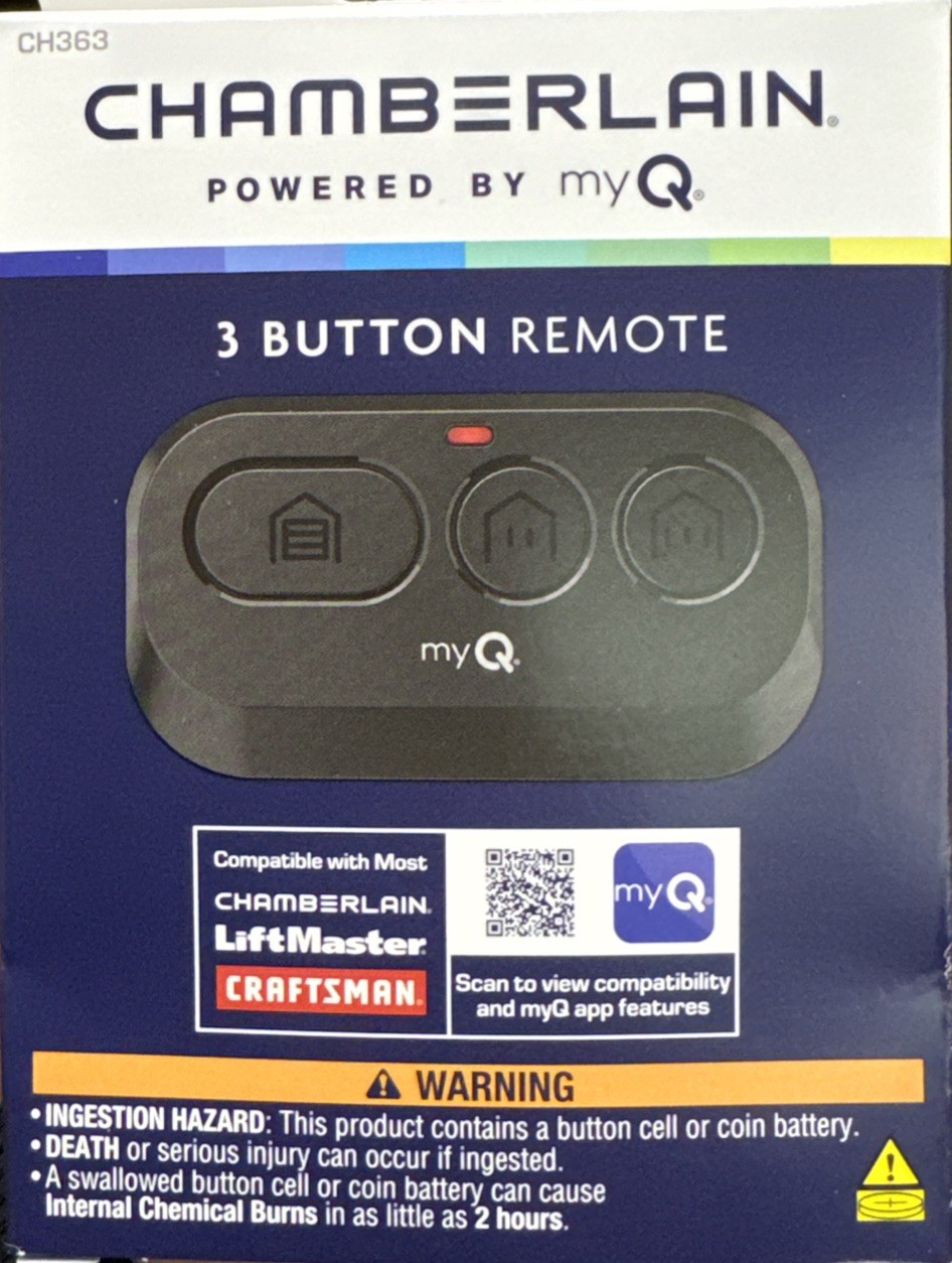 Chamberlain 3-Button Black Garage Door Remote - CH363