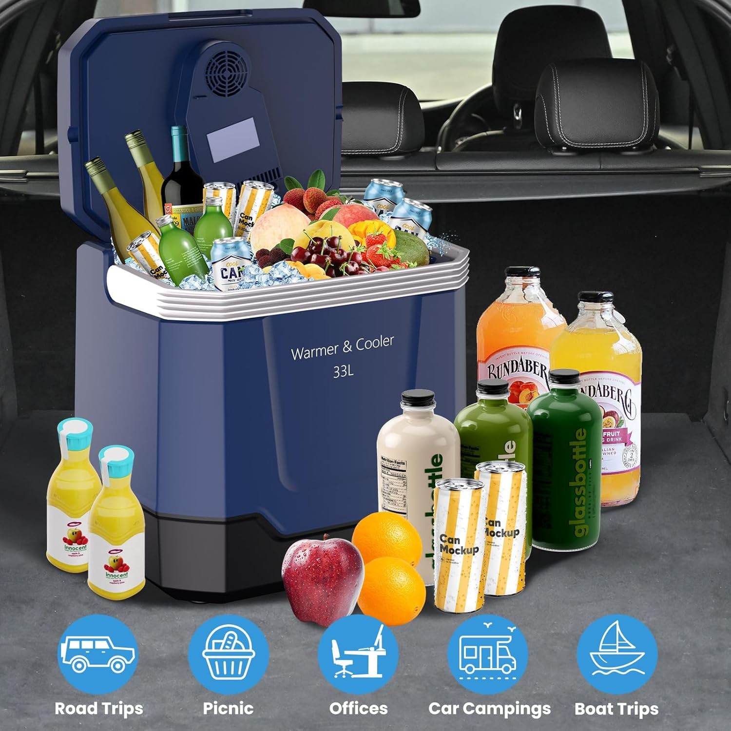35Qt Portable Car Refrigerator 33L Electric Cooler & Warmer Freezer for Car Home