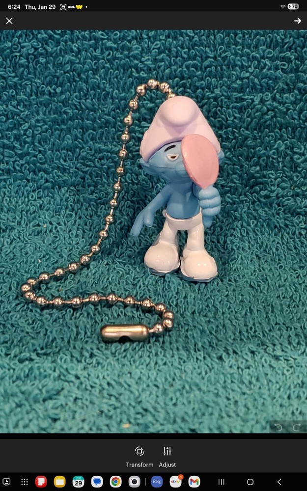 Vanity Smurf Handmade Light Pull or Fan Pull - The Smurfs