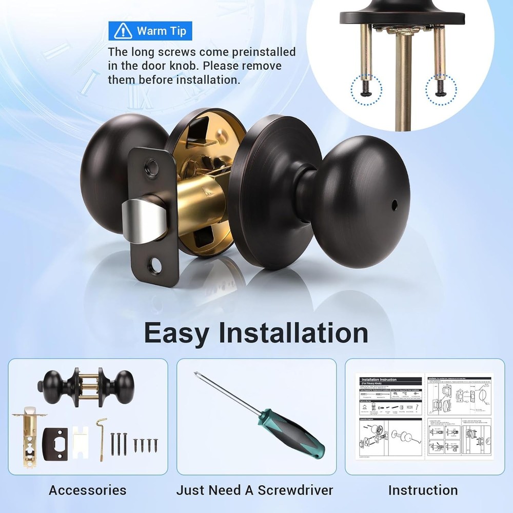 KNOBWELL 4 Pack Privacy Locking Door Knob, Interior 4 Pack, Lock