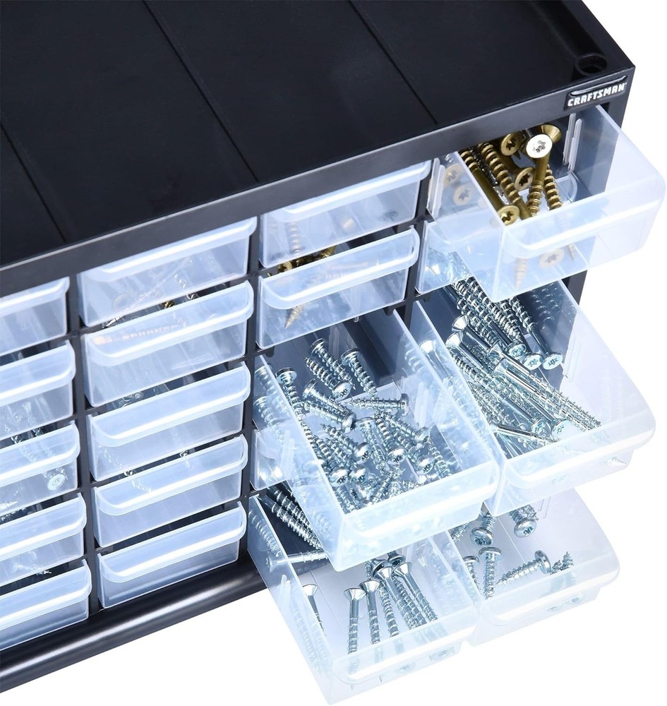 Stackable 30 Drawer Plastic Storage System CRAFTSMAN CMST40730 for Garage