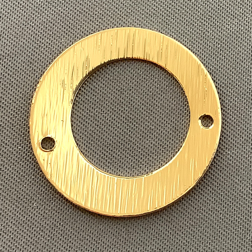 Textured Concave Circle 2 Loop Links 22mm Gold Plated Copper Q4 Per Pkg