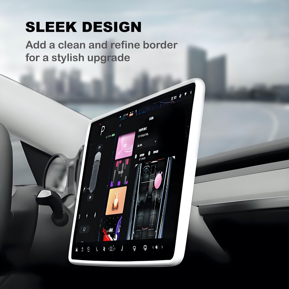 2 Pack Silicone Screen Frame Protector for Tesla Model Y & Model 3 2017-2024