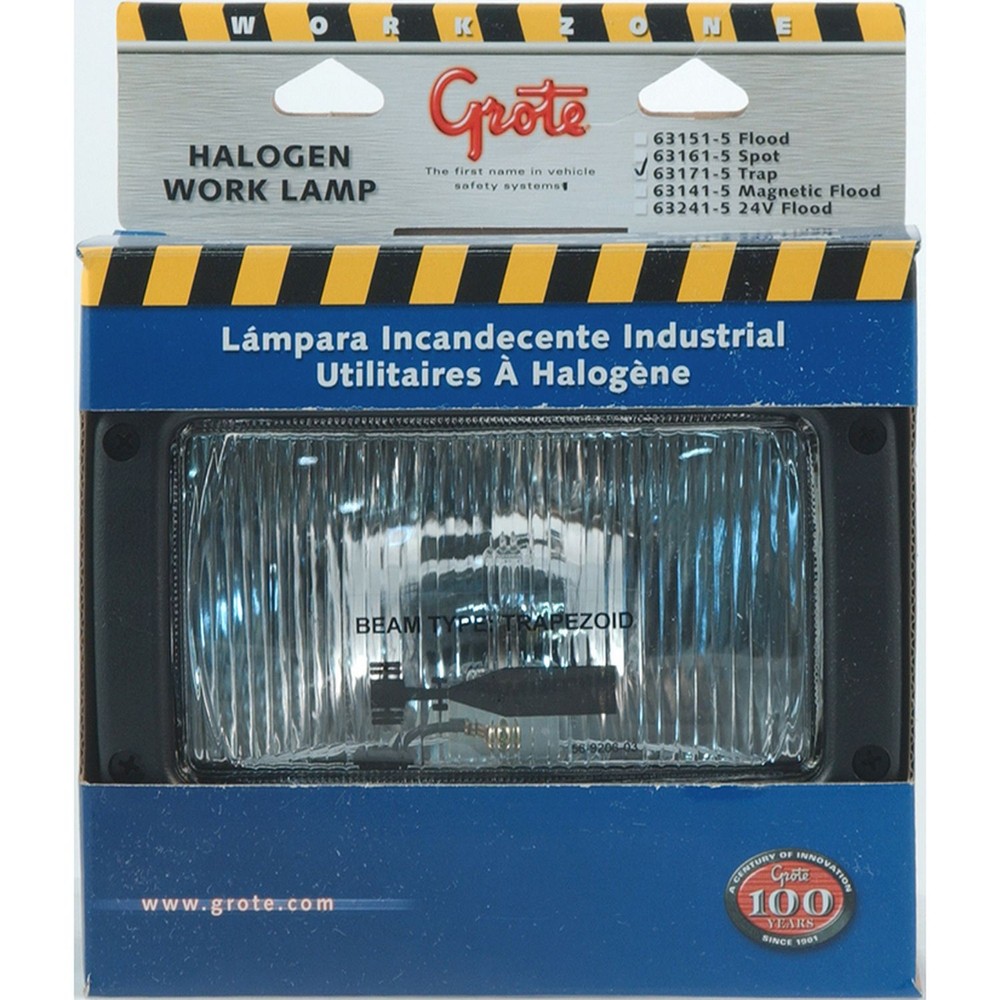 Grote 63171-5 Clr Trap Rect Halogen Work Retail Pack