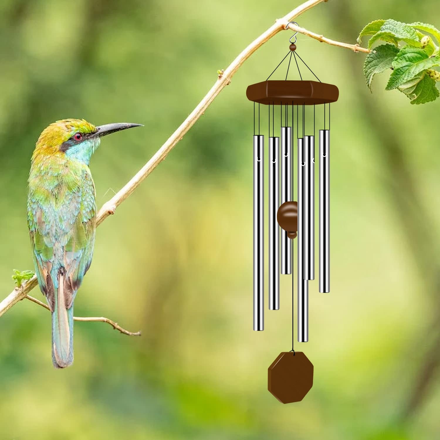 Large Deep Tone Memorial Wind Chimes - 6 Tuned Tubes for Outdoor Use