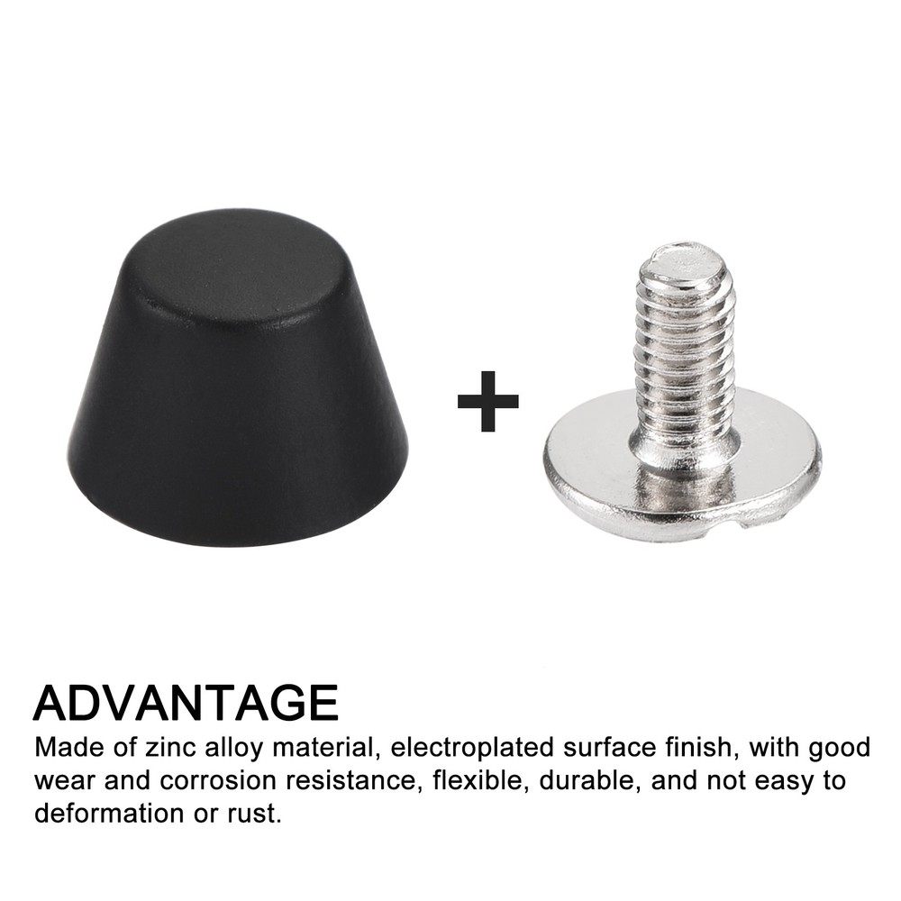 Screw Back Stud Spike (10x7mm) 12pcs, Flat Head Stud Rivets Matt Black