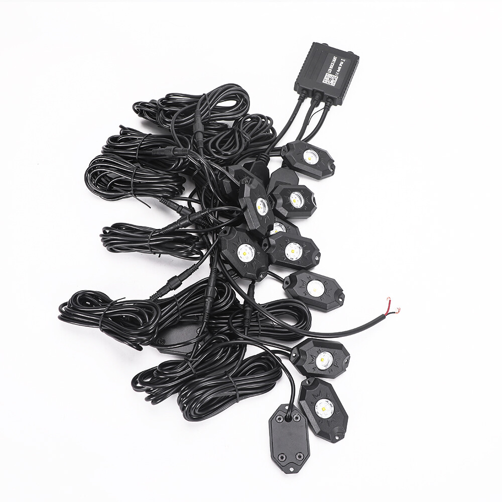 12Pods RGB LED Rock Light Offroad Music Wireless Bluetooth Underglow Neon Lights