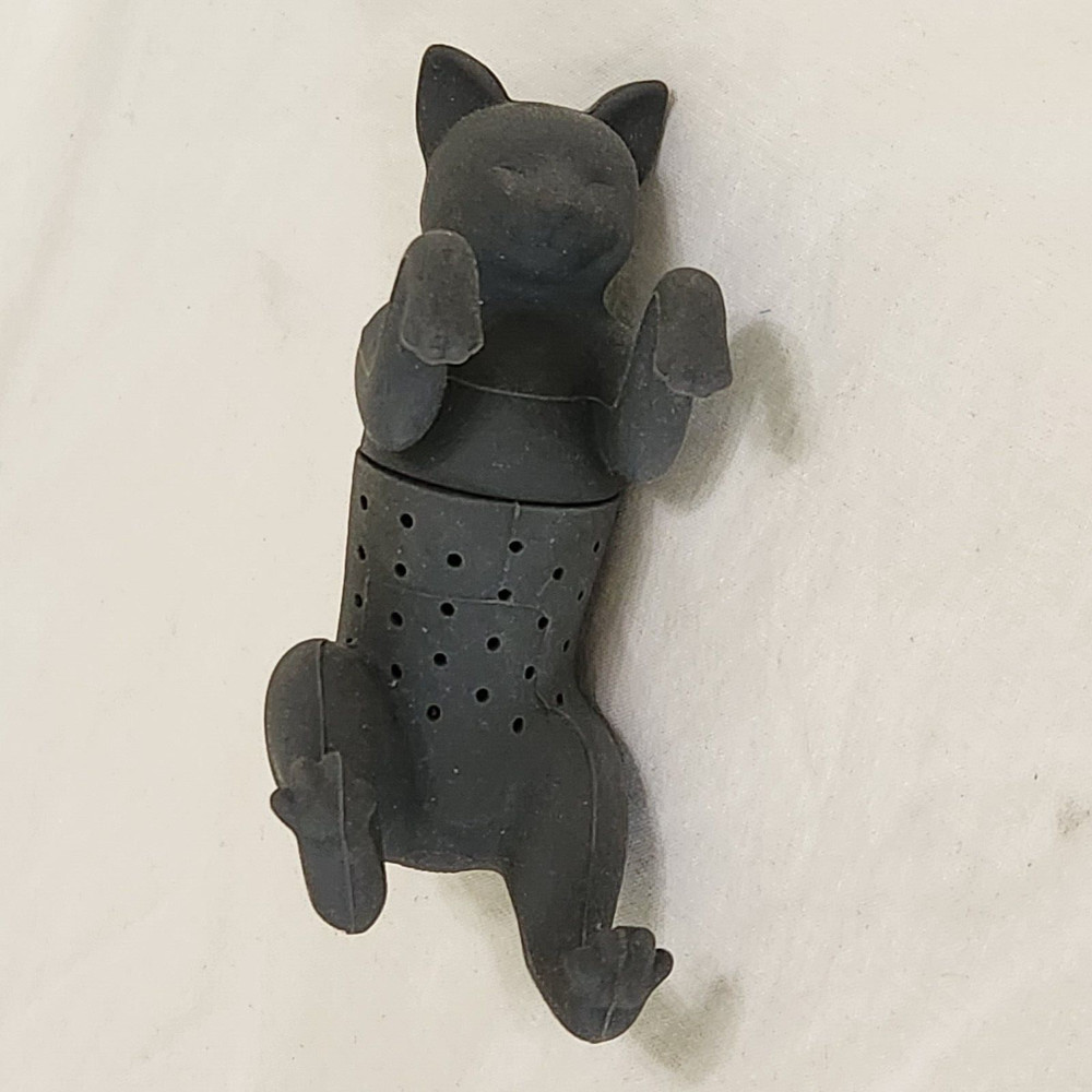 Tea Infuser Gray Cat Reusable Silicone Strainer Filter Leaf Spice 4" -K