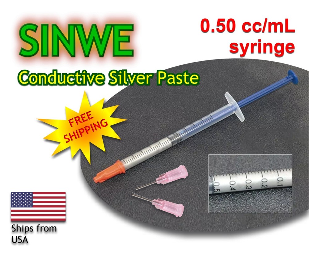 SINWE Silver Conductive Paste - PCB repair, SMD mounting - 0.5cc/mL syringe