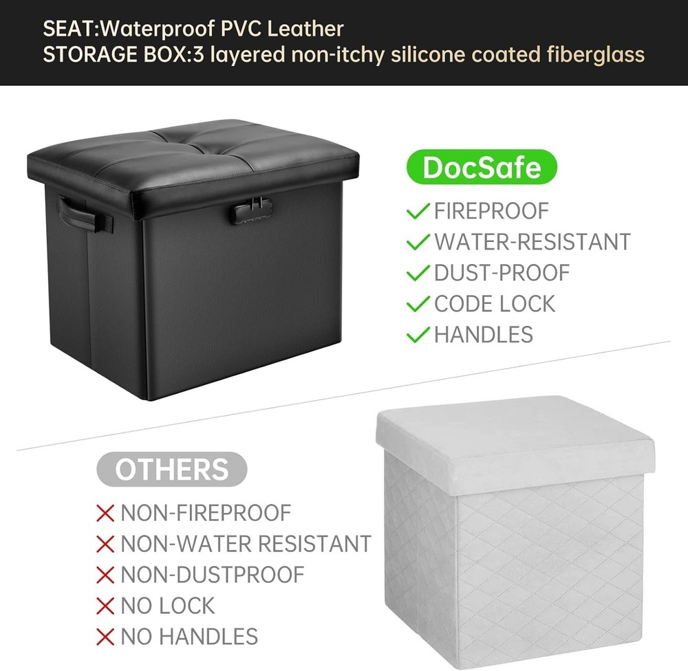 Water-Resistant Folding Ottoman with Security Lock: Ideal for Home Essentials