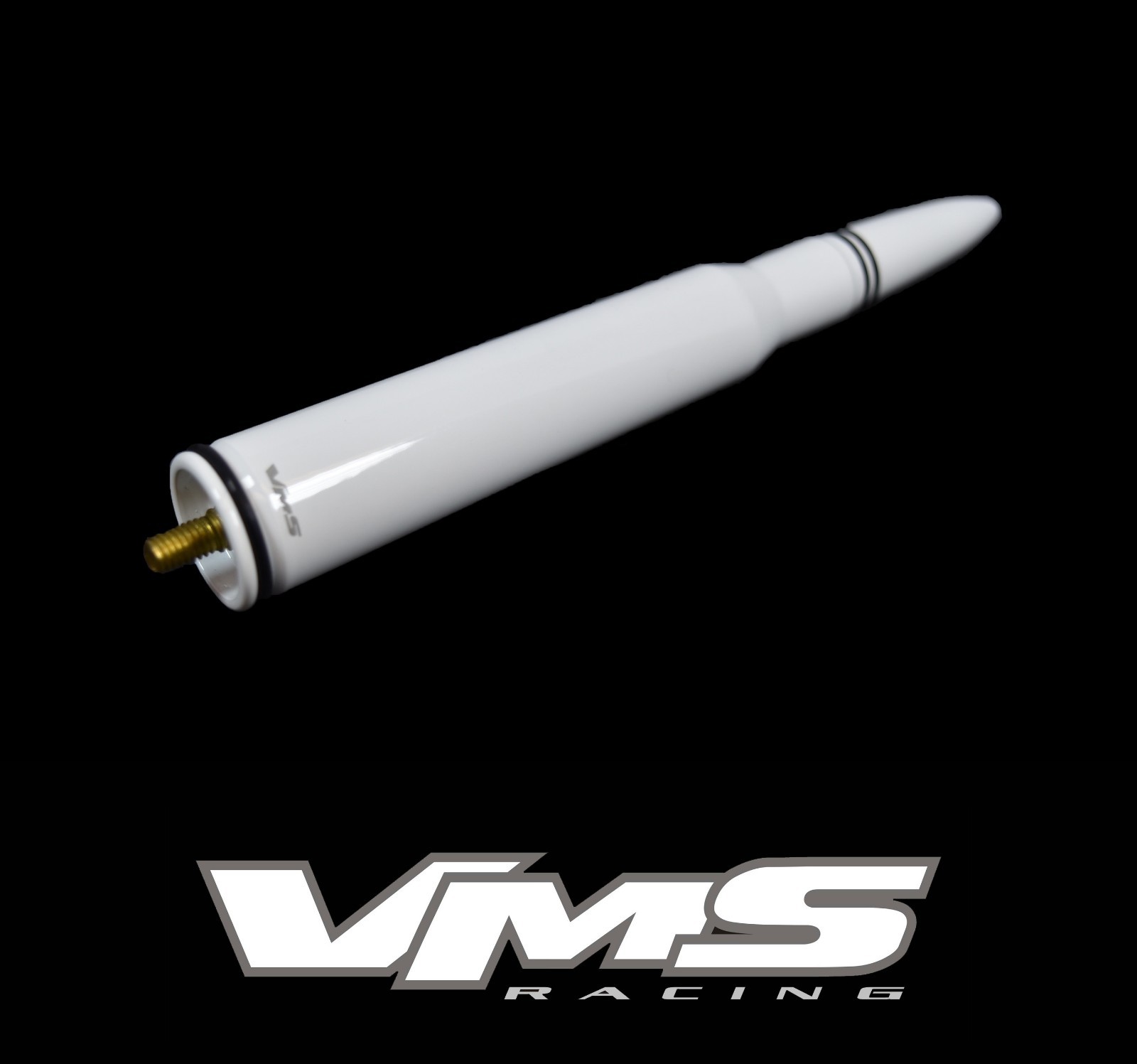 VMS RACING FORD F150 F250 50 CAL CALIBER BULLET ALUMINUM SHORT ANTENNA WHITE KIT