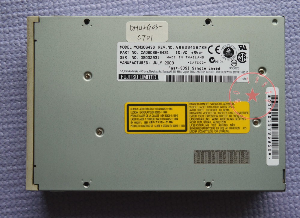 FUJITSU MCM3064SS 640M MO Driver 50-pin SCSI interface