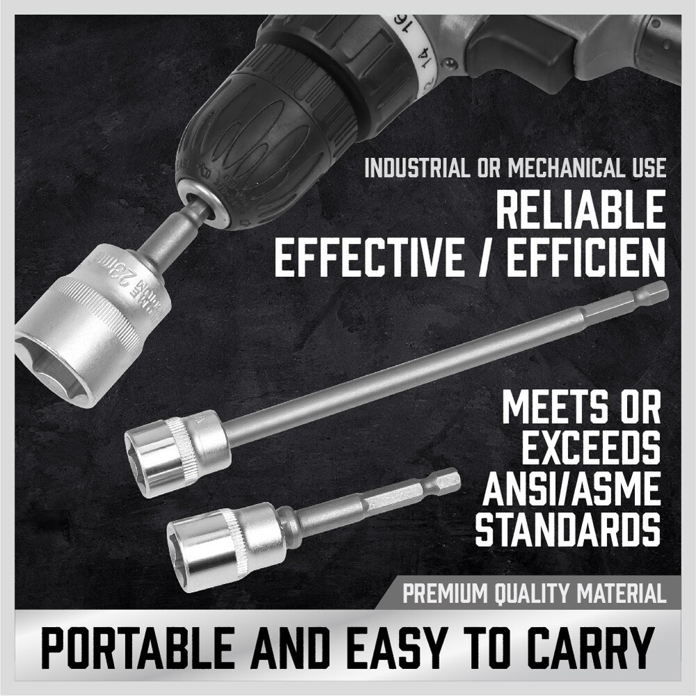 6Pcs Socket Adapter Impact Drill Bits Set 1/4" 3/8" 1/2" Hex Shank Extension Bar