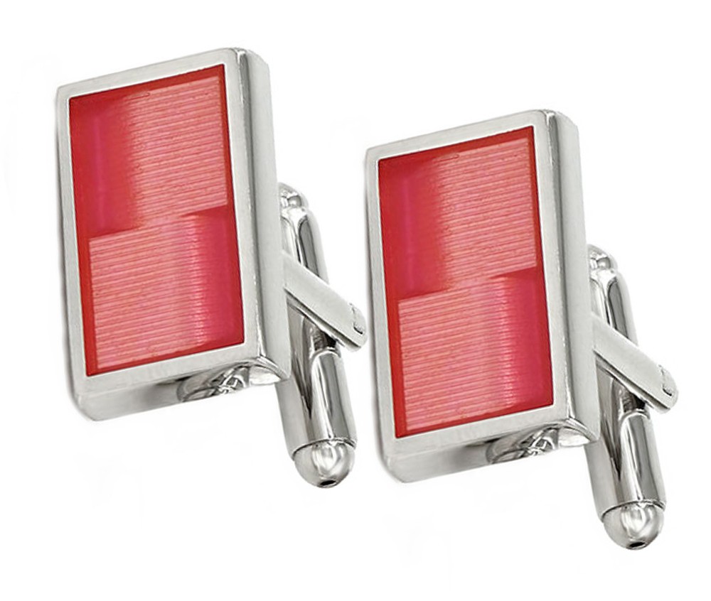 Modern Pink Rectangle Enamel Cufflinks by CUFFLINKS.DIRECT