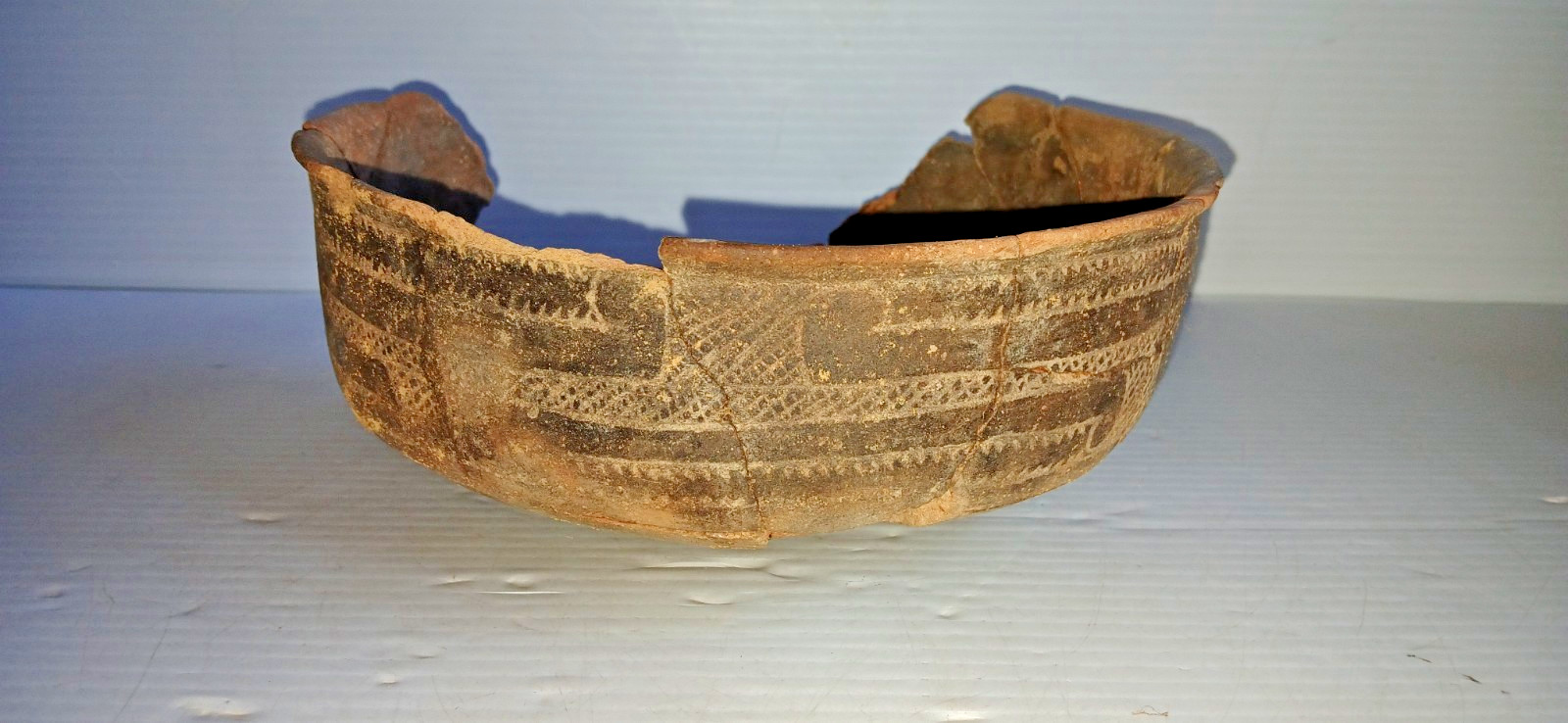 Pre-Columbian Native American Indian Mississippian Partial Pottery Bowl Artifact