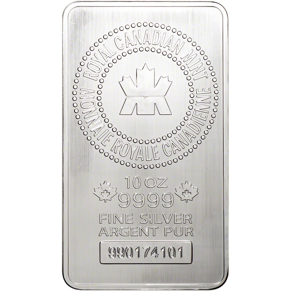 10 oz. RCM Silver Bar - Royal Canadian Mint .9999 Fine