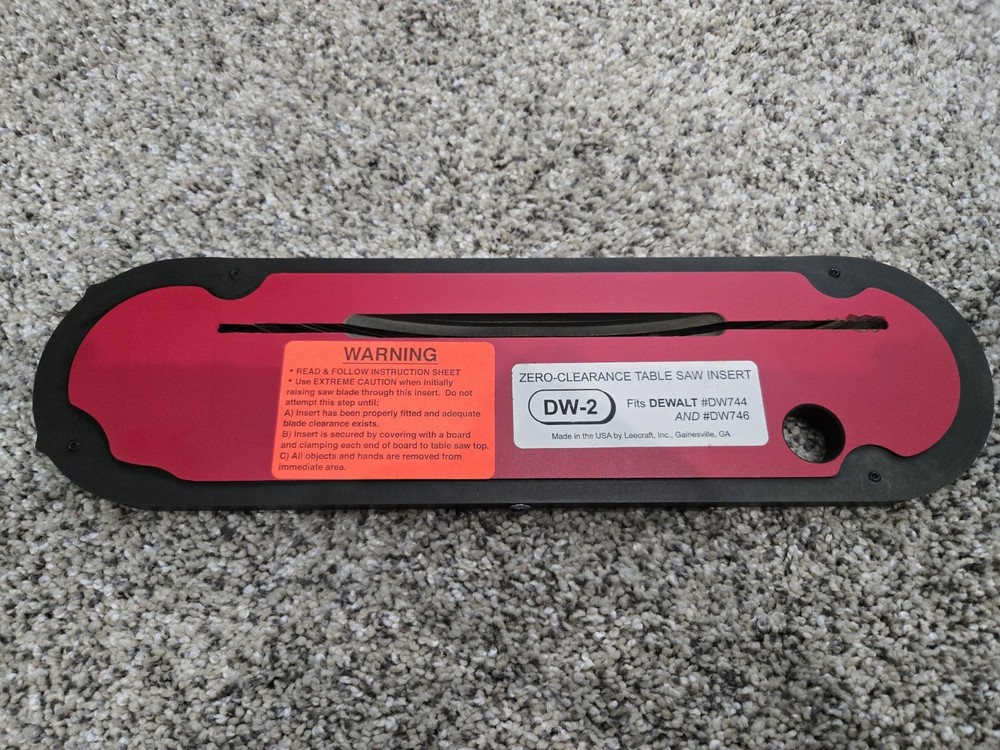 Zero Clearance Insert for DeWalt Portable Table Saws DW744, DW745 & DW746