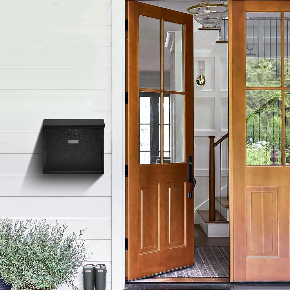 MAIL DELIVERY BOX WITH CODED LOCK WALL MOUNTED SECURITY METAL MAILBOX WITH LID