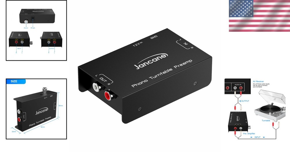 Turntable Preamplifier with RCA Inputs and Line Level Output for Enhanced Sound